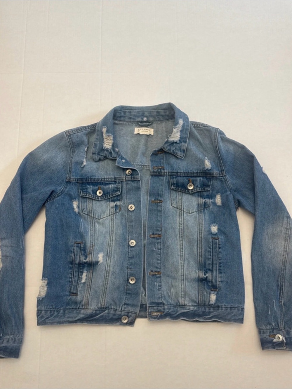 Ci Sono Light Blue Distressed Denim Jacket